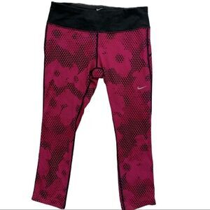 Nike Dry-Fit Running Athletic Crop Pants Pink & Black Dot Cano Women’s Small (S)